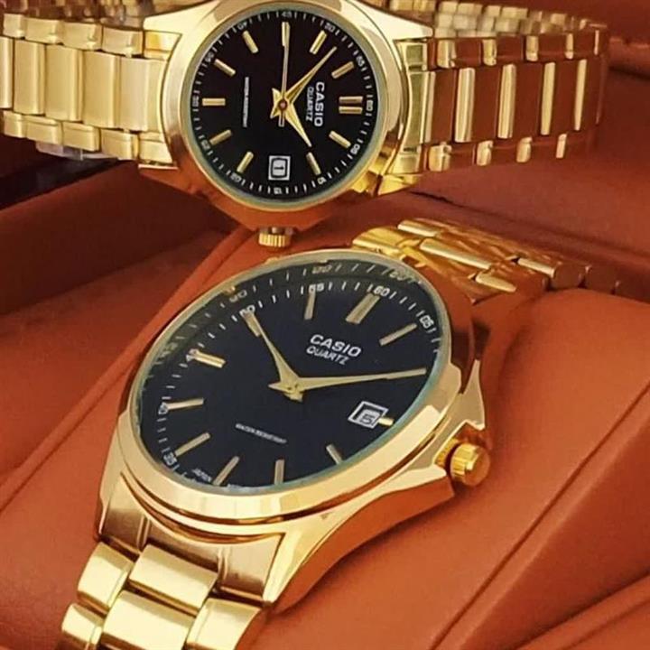 ساعت مچی ست زنانه و مردانه کاسیو بدنه طلایی رنگ casio